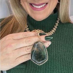 Park Lane Gold Necklace with Green Pendant